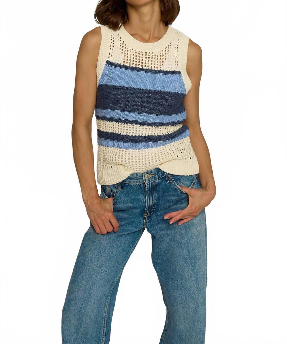 NEW CENTRAL PARK WEST addison tank in ivory and blue